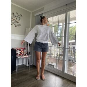 FREE PEOPLE Women’s Knit Tunic Top Long Sleeve Lace Crochet Accent XS/TP